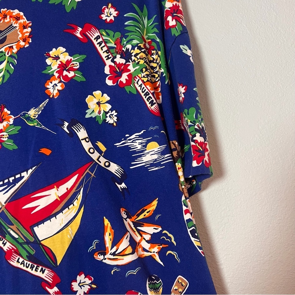 Polo by Ralph Lauren Aloha Bear Short Sleeve Shirt Size XXL Blue Tropical - Picture 10 of 12